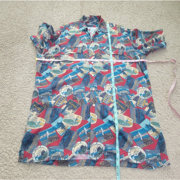 Vintage Polo Ralph Lauren Shirt M Mens Postcard Hotel Venice Rare Print Rayon - Picture 4 of 7